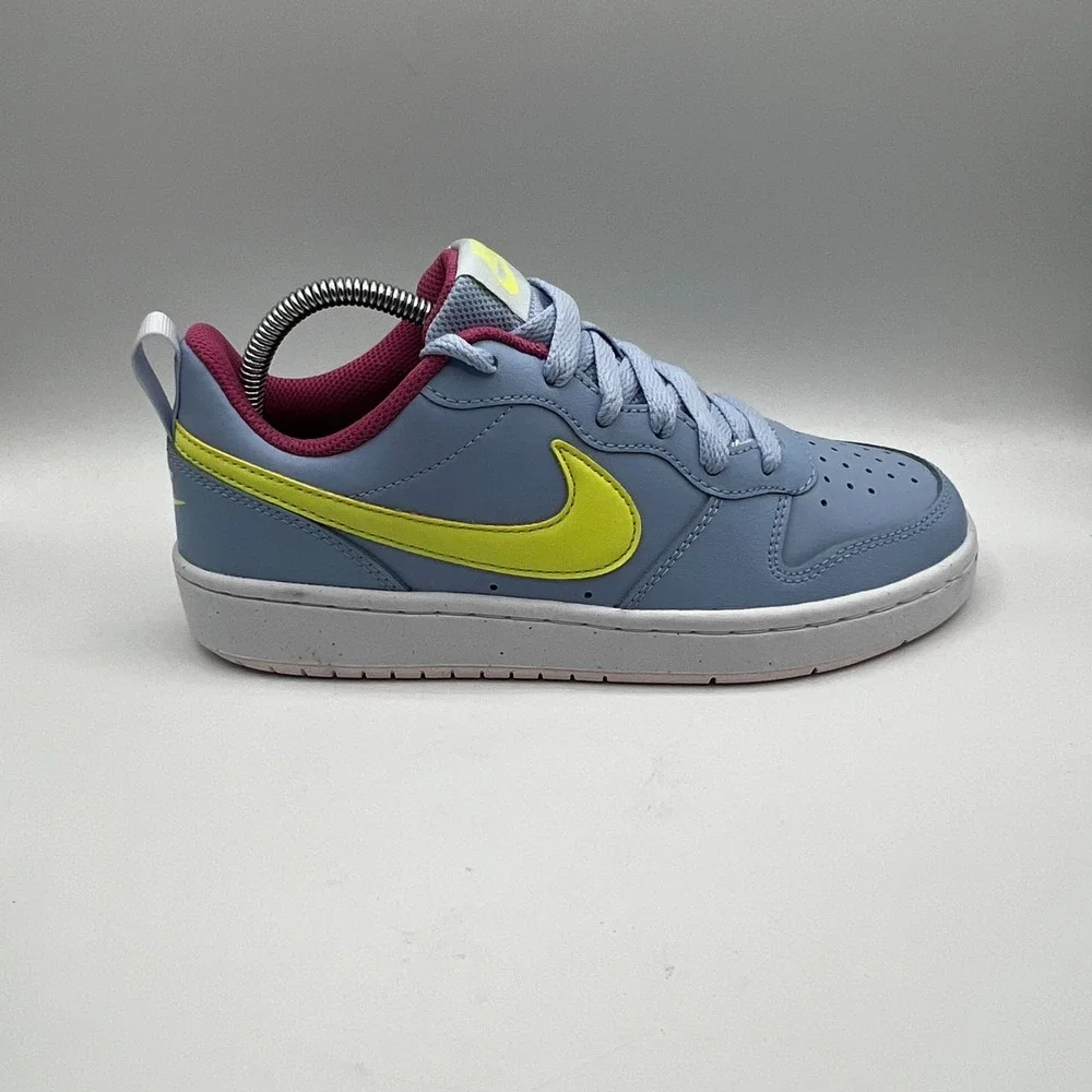 Nike Court Borough 2 Low -6Y Cobalt Bliss and Light Lemon Twist Youth Size 4.5 Y